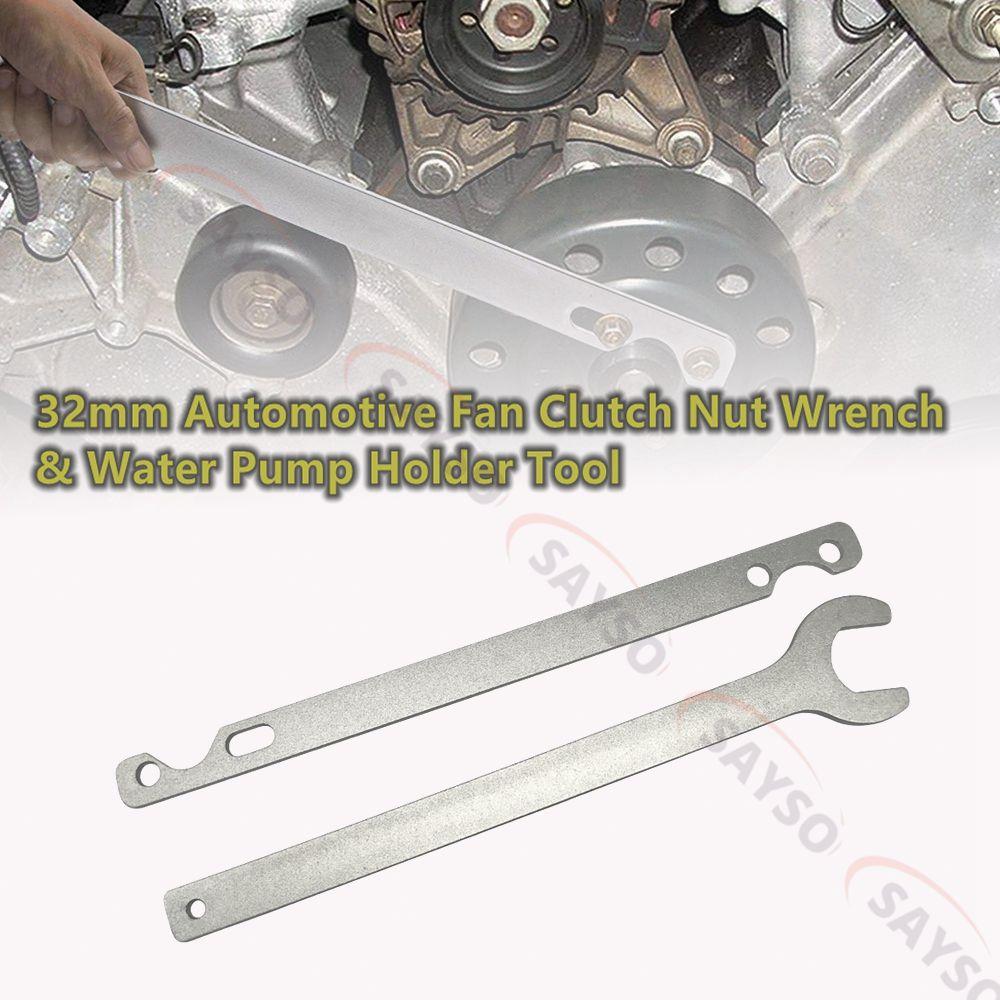 2pc Silver Fan Clutch Nut Wrench And Water Pump Holder Tool Kit Removal 32Mm For Bmw E34 E39 E36 E46 E90