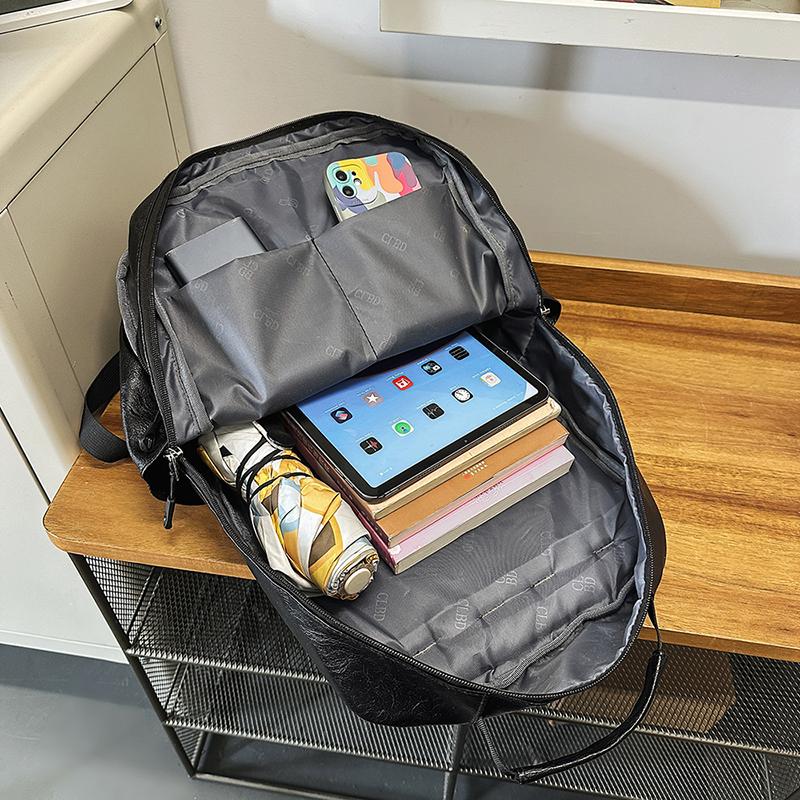 Sac à dos d'étudiant en cuir souple pour homme, grande capacité, pour ordinateur