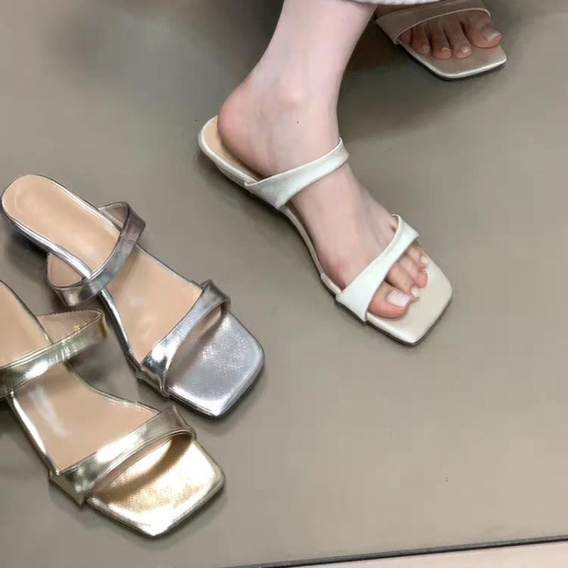 2026 Women's Open-toe Solid Color Versatile Slippers Fashionable New Summer New Big Sale Party Open-toe High Heels  Size
