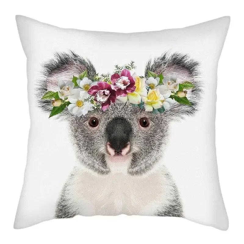 45X45Cm Cute Koala Cushion Cover Cartoon Animal Koala Polyester Pillowcase Family Waist Pillowcases Home Decor Sofa Car