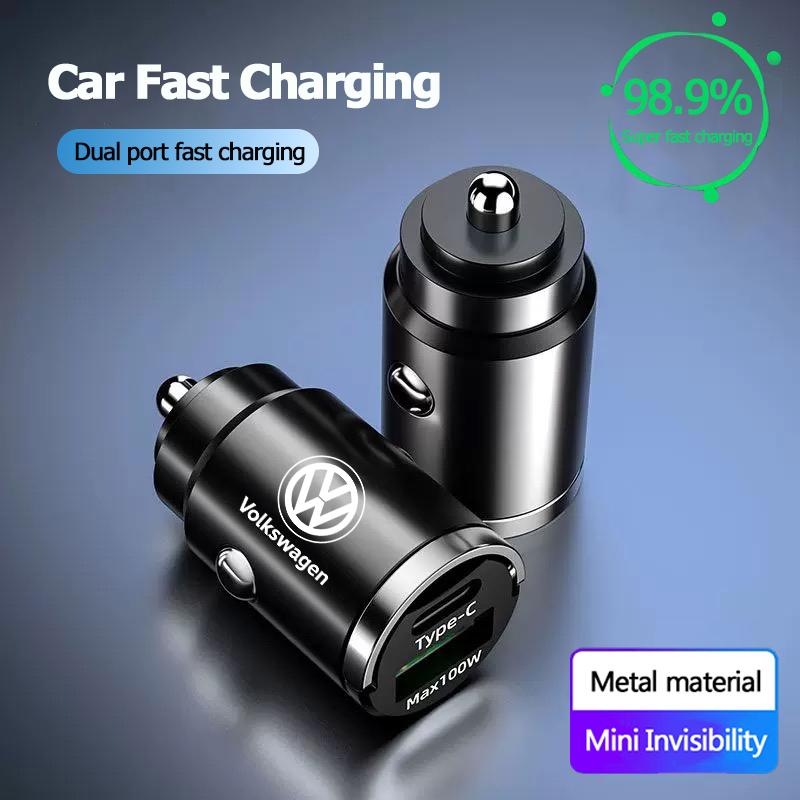Car Charger Fast Charging USB Type-C Phone Charger Adapter For VW GTI Polo Golf Passat Tiguan Arteon Touareg CC Taigo Caddy Jett zf0