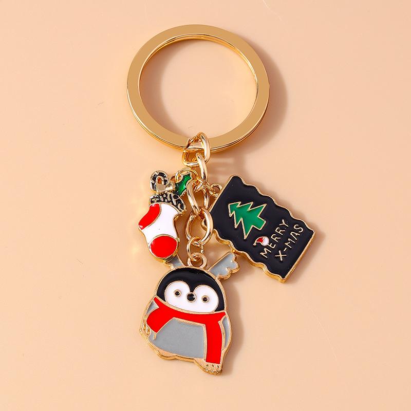 New Enamel Christmas Keychain Snowman Santa Claus Key Rings for Car Key Holder Women Girl's Handbag Pendants Jewelry Gifts