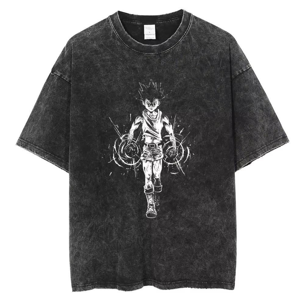 

Мужская винтажная футболка оверсайз Унисекс Харадзюку Уличная одежда Футболка с японской аниме-графикой Летняя футболка с коротким рукавом из хлопка S