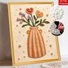 Perlenmalerei Kunst Handgemachte Orangefarbene Vase Herzblumen Strauß Perlenwanddekoration DIY Perlendekoration Malerei