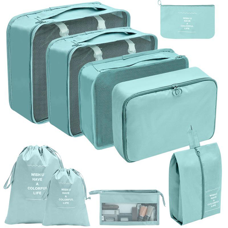 Travel Storage Set: Foldable Toiletry, Makeup, Clothes, Shoes, Digital Accessories, and Drawstring Luggage Bags.
