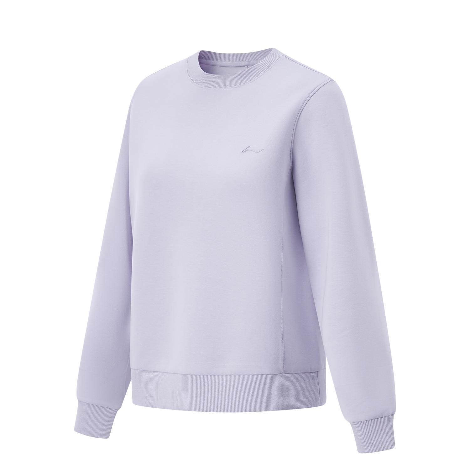 

Li-Ning Fitness Series Simple Solid Color Round Neck Pullover Sweatshirt Women tops Sea-Salt-Purple AWDU634-3 S