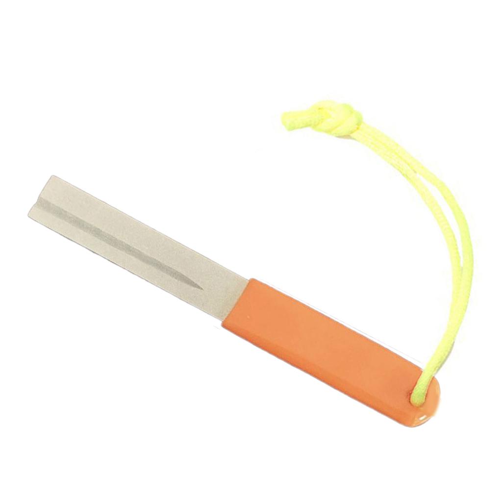 Fishing Hook Sharpening Stone Portable Grinding Tool Fine Medium Grit Fishing Hook Sharpener Diamond File with Keychain