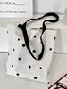Polka Dot Student School Bag - Large Capacity Canvas Shoulder Bag