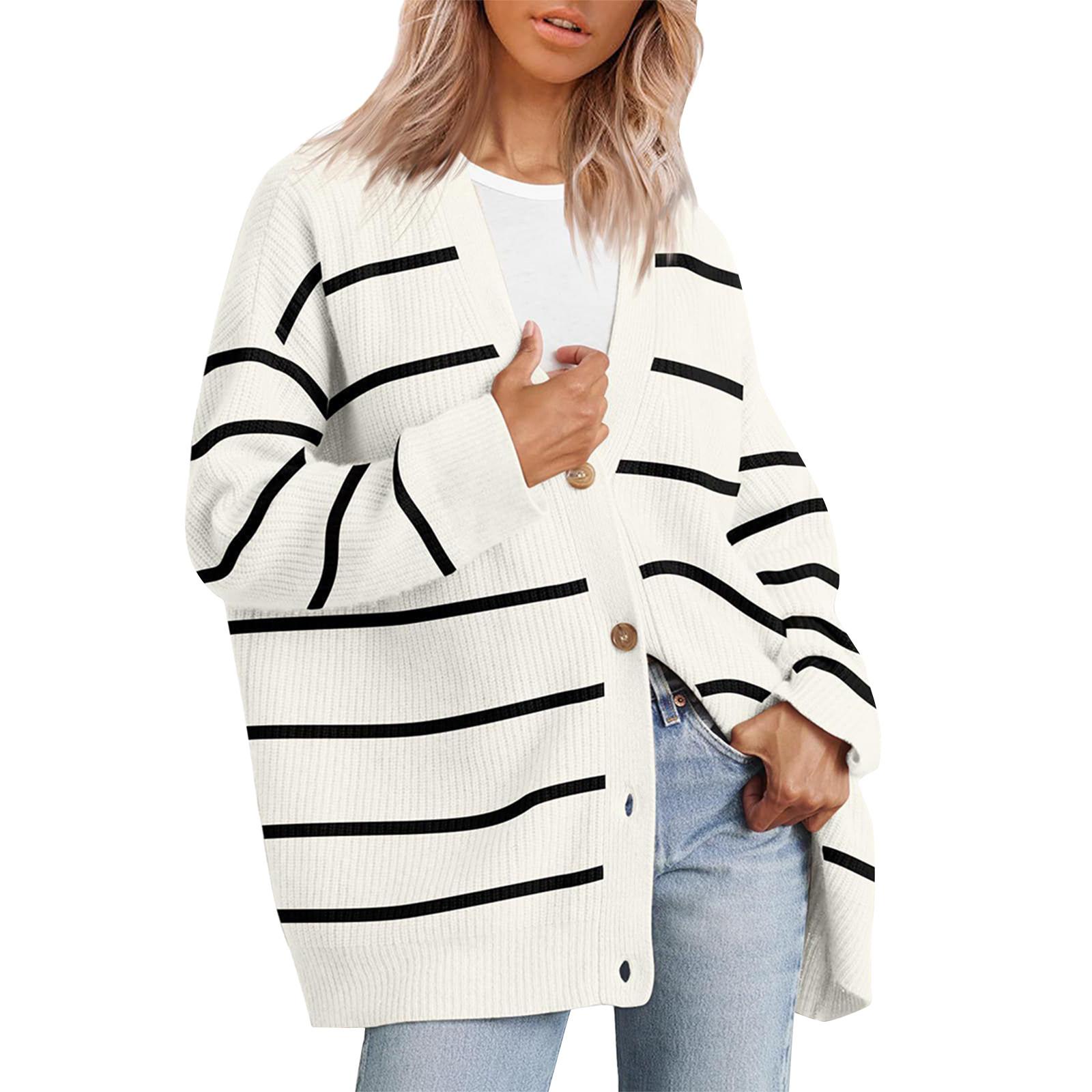 

Женский кардиган с крупными пуговицами спереди, легкий свитер с V-образным вырезом, длинный рукав, свободный кардиган, трикотаж XL