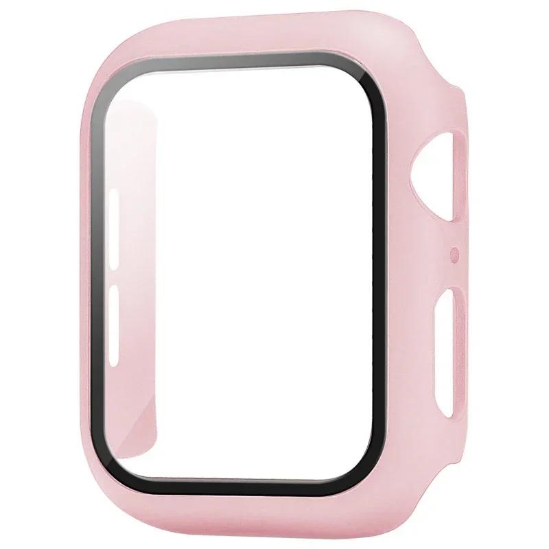 Tempered Glass+Cover For Apple Watch Case Series 9 8 7 6 5 se Screen Protector Film For IWatch 45mm 44mm 40mm 41mm Accessories