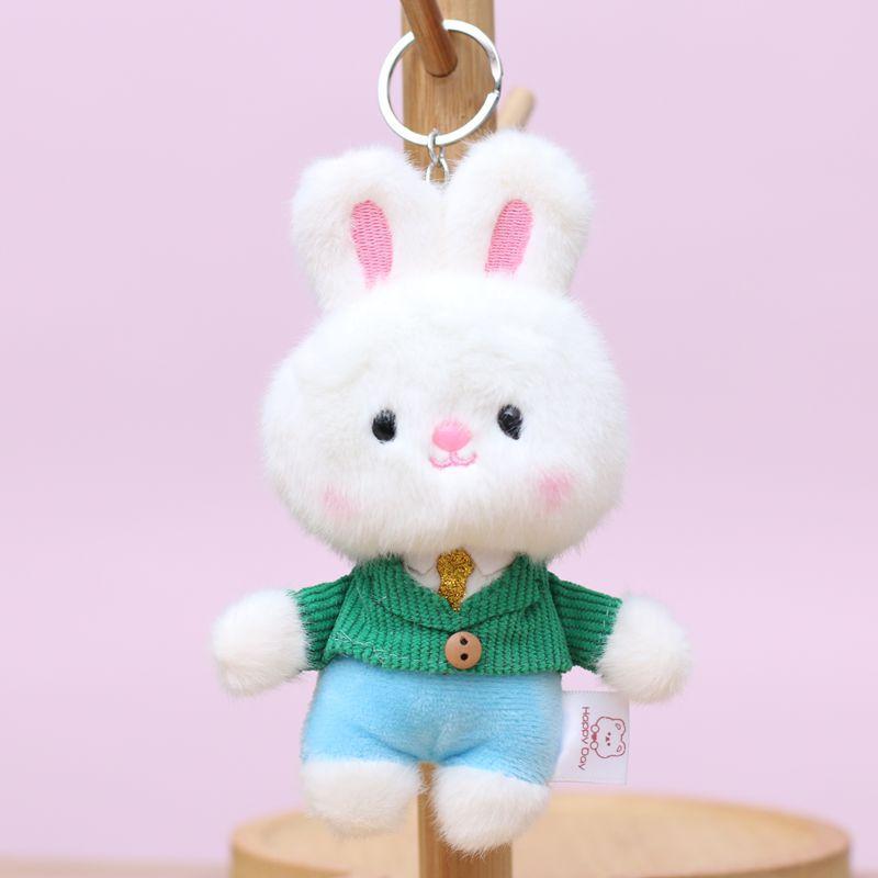 1/4PCS Rabbit Stuffed Animals for Girls Boys Adults Mini Animals Plush Toys Key Chains Cute Bunny Plushies with Coat Clothes