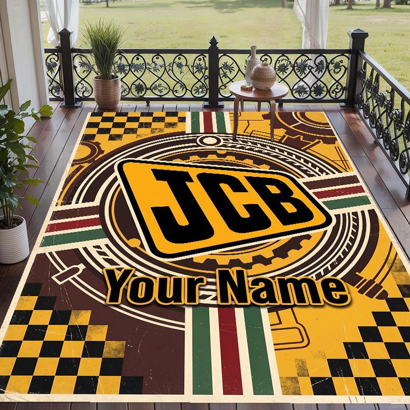 Custom Text Printed Rug JCB Non Slip Floor Carpet For Home Room Decor