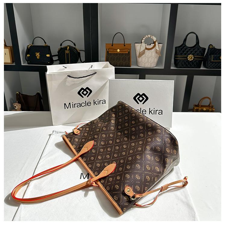 Versatile high-end handbag Classic presbyopia tote bag Simple and fashionable mommy bag Shopping bag Large capacity women