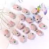 Perline in Ceramica Dipinta Tulipano e Farfalla Rosa Retrò per Braccialetti e Collane Fai da Te