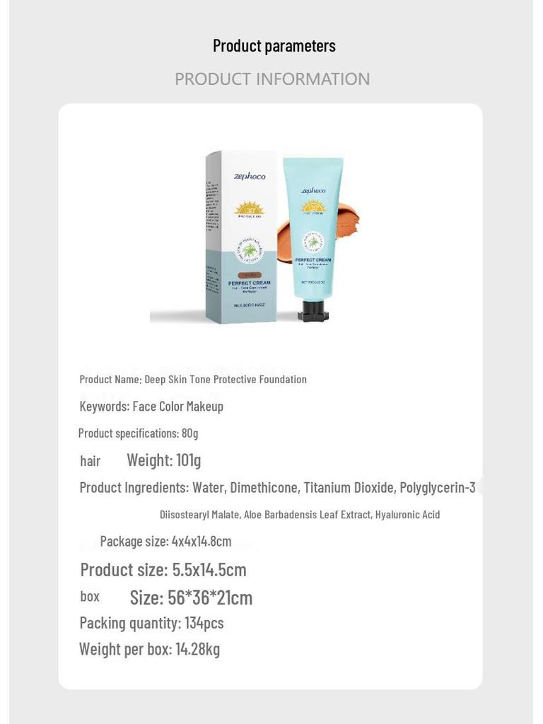 ZEPHOCO Matte Translucent Foundation: Deep Skin Tone Protection, Lightweight, Suitable for Oily & Dry Skin.