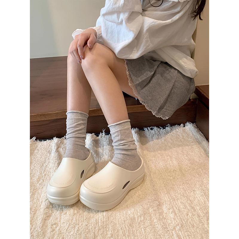 Pink chef shoes 2025 summer new heightening muffin platform slippers women wear ugly cute bag head hole shoes