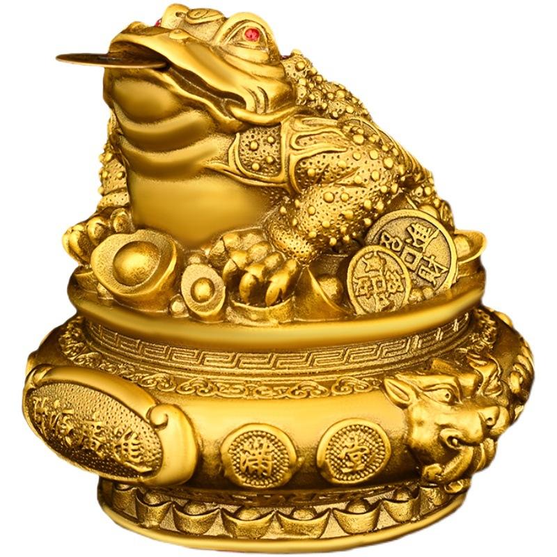 Golden Ornament Pure Copper Treasure Bowl Three-Legged Toad Living Room Company Opening Gift Large Ingot Seven-