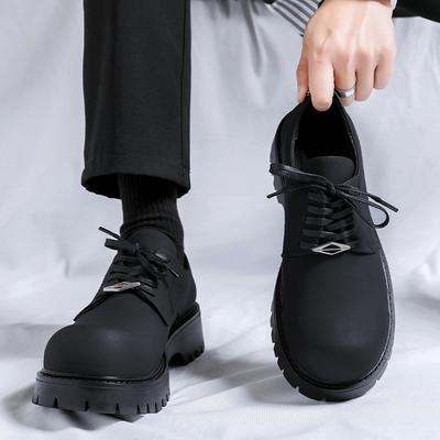 FashionBritish Style Men's Thick Soled Lace Up Formal Leather Shoes High-quality Classic Black Comfortable Big Toe Shoes Derby Shoes