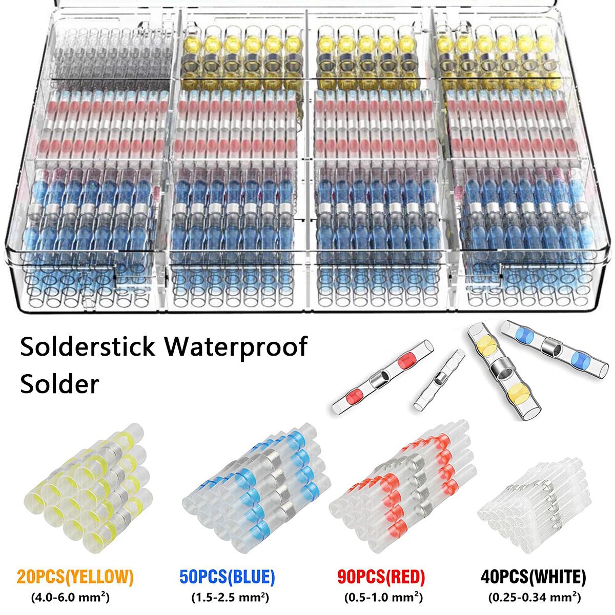 

200Pcs Waterproof Solder Seal Heat Shrink Wire Butt Terminal Connectors Kit for Solder Crimp Cable Terminals Shrink for Marine