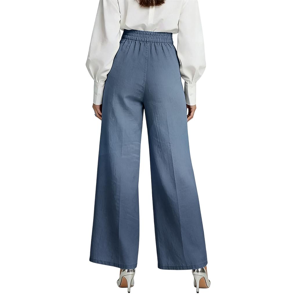 Dámske voľné a ležérne nohavice s vysokým pásom a rovnými nohavicami