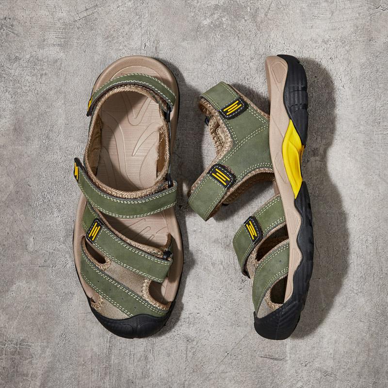 Stor størrelse ekte skinn menn sandaler sommer menn strand sandaler utendørs sandaler for menn