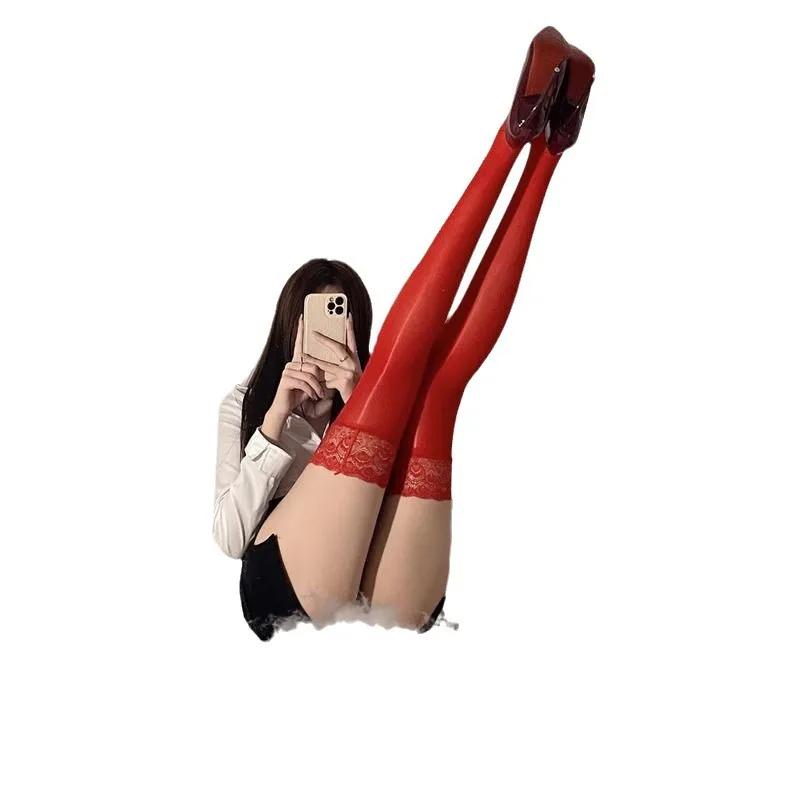 Women's Sexy Thigh High Stockings Smooth Lace Mesh Over Knee Socks Fashion Silicone Non-slip High Quality Ultra-thin Long Sock