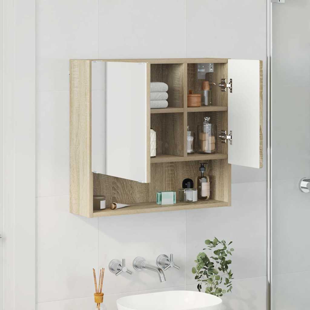 Mirror Cabinet Sonoma Oak 59 X 17 X 55 Cm Engineered Wood