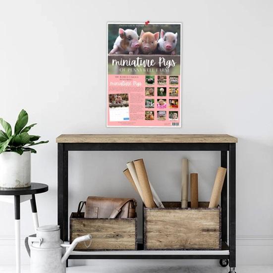 Świnie Miniaturowe 2026 Kalendarz Ścienny Słodkie Prosiątko Zwierzę 12 Miesięczny Kalendarz Prosiaczki Prezenty do Domu Biura Organizacja Planowanie