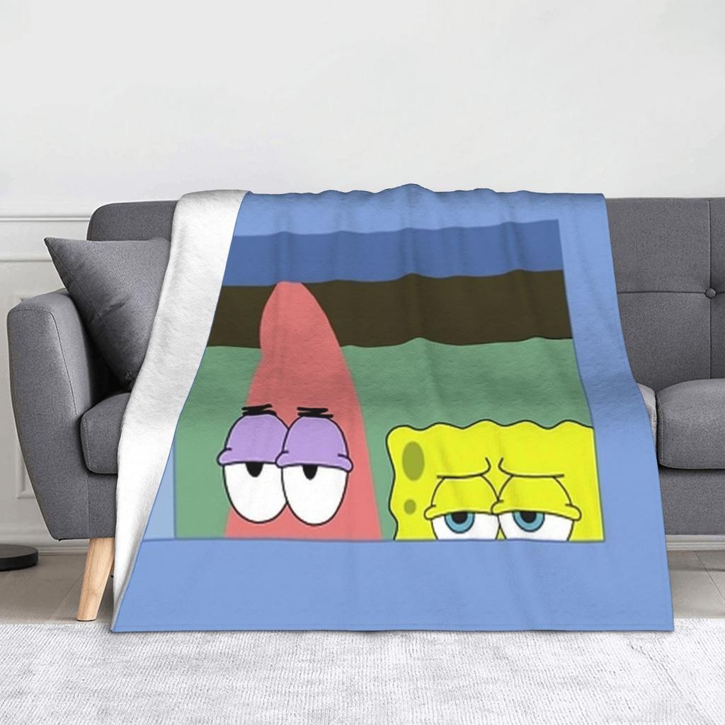 Funny Smile Face SpongeBobing Cartoon Blankets  Fleece Funny Soft Throw Blanket for Home Restaurant Autumn/Winter
