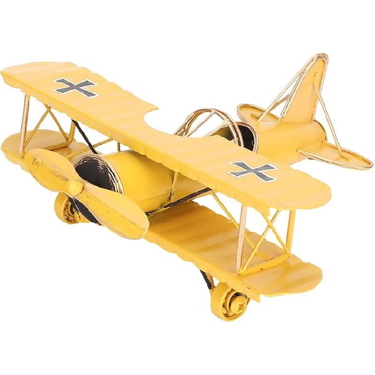 Tyenaza Vintage Airplane Decor, Metal Iron Aircraft Biplane Model Retro Hanging Plane Handicraft Ornament for Christmas Birthday Gifts, Home Decor жёлтый