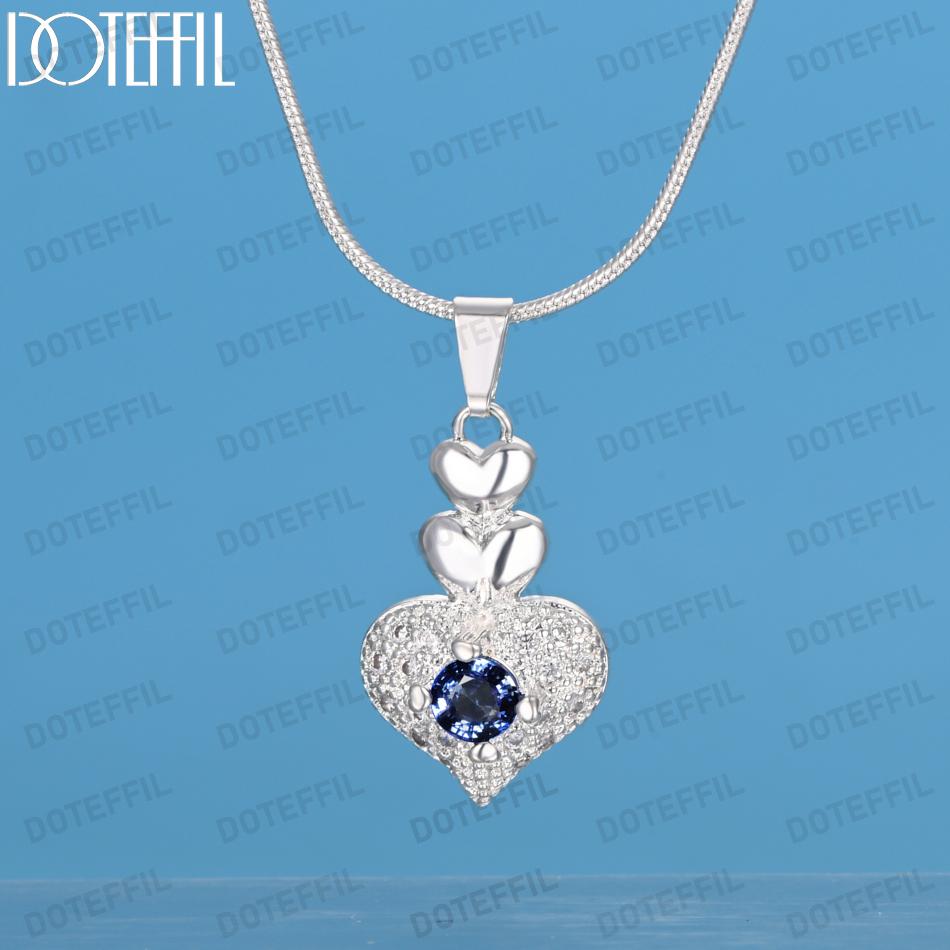 

Ожерелье с подвеской в форме сердца из стерлингового серебра 925 пробы с синим цирконием, модные свадебные украшения S-65CM