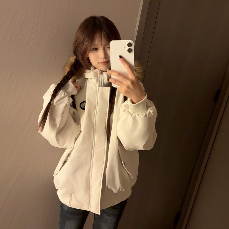 Down padded clothes women's short winter American retro men's and women's padded clothes padded jackets thickened small jackets