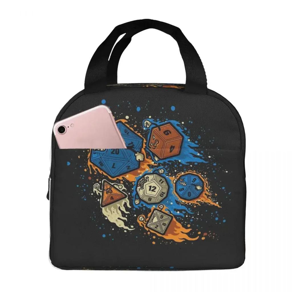 Roll Initiative Dungeon And Dragon Insulated Lunch Bag for Women Kids Portable Food Boxes Thermal Lunch Box Tote