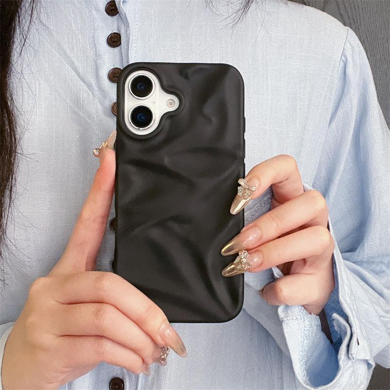 Jednobarevné pouzdro kompatibilní pro iPhone 7Plus 16 13 15 11 14 12 Pro Max X XS XR Max 6 8 6s Plus SE 3D nepravidelný vlnový kryt