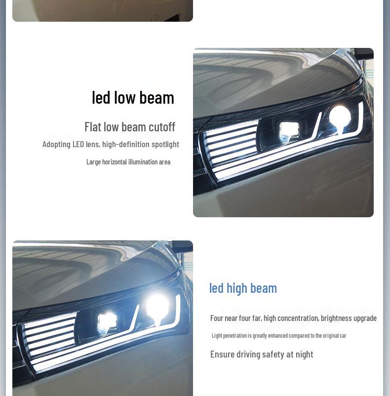 Bi-Xenon Lens LED Headlight Assembly for 2014-2017 Toyota Corolla
