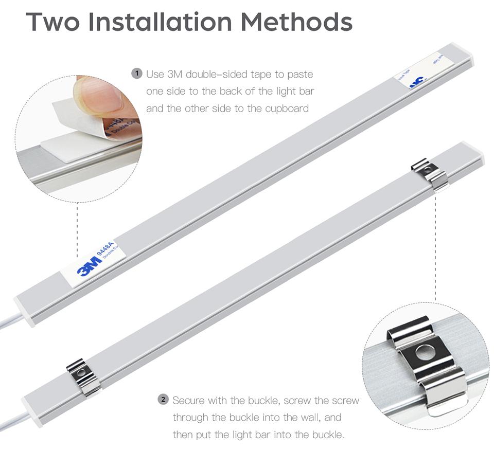 1-6pcs LED Under Cabinet Light Bar Kit With Remote Control Dimmable 30cm 40cm 50cm Warm/White LED Strip for Kitchen Lighting 12v