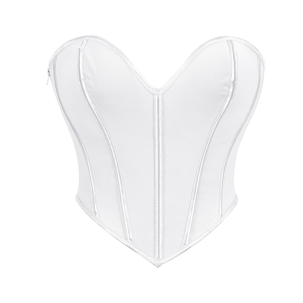Dame Sort Uden Stropper Hjerteudskæring Korset Smal Pasform Taljetræner Bustier Strækbart Tyndt Miljøvenligt Sexet Crop Top Fest
