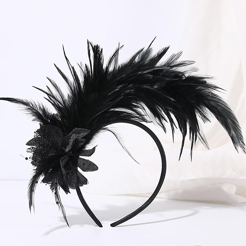 Women'S Feather Fascinator Colored Headband Hair Accessories For Women Tea Party Stage Performance Headpiece