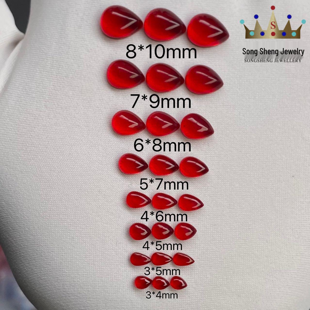 Synthetic Ruby Water Drop Pear-Shaped Polished Loose Stone 3x4mm