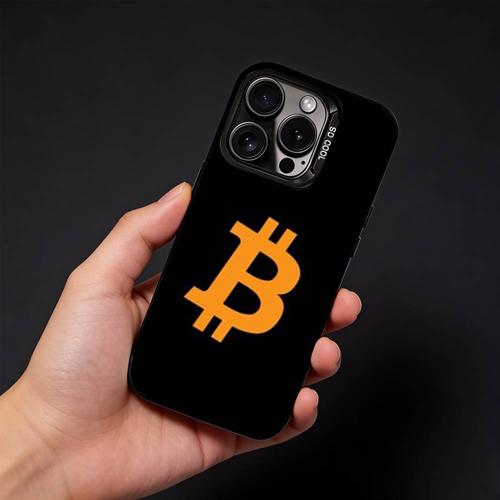 Bitcoin Phone Case For iPhone17, 16,15,14,13,12 Pro Max Black Candy Matte Shockproof Cover