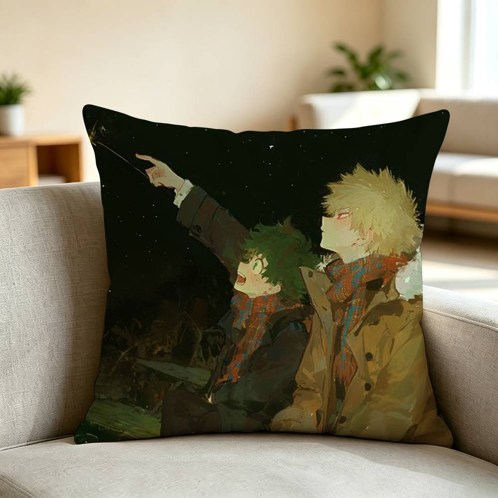 A-Anime B-BakuDeku Fanart Quadrata Federa Stampata su Entrambi i Lati Federa per Cuscino da Camera da Letto Comodino Copricuscino per Divano
