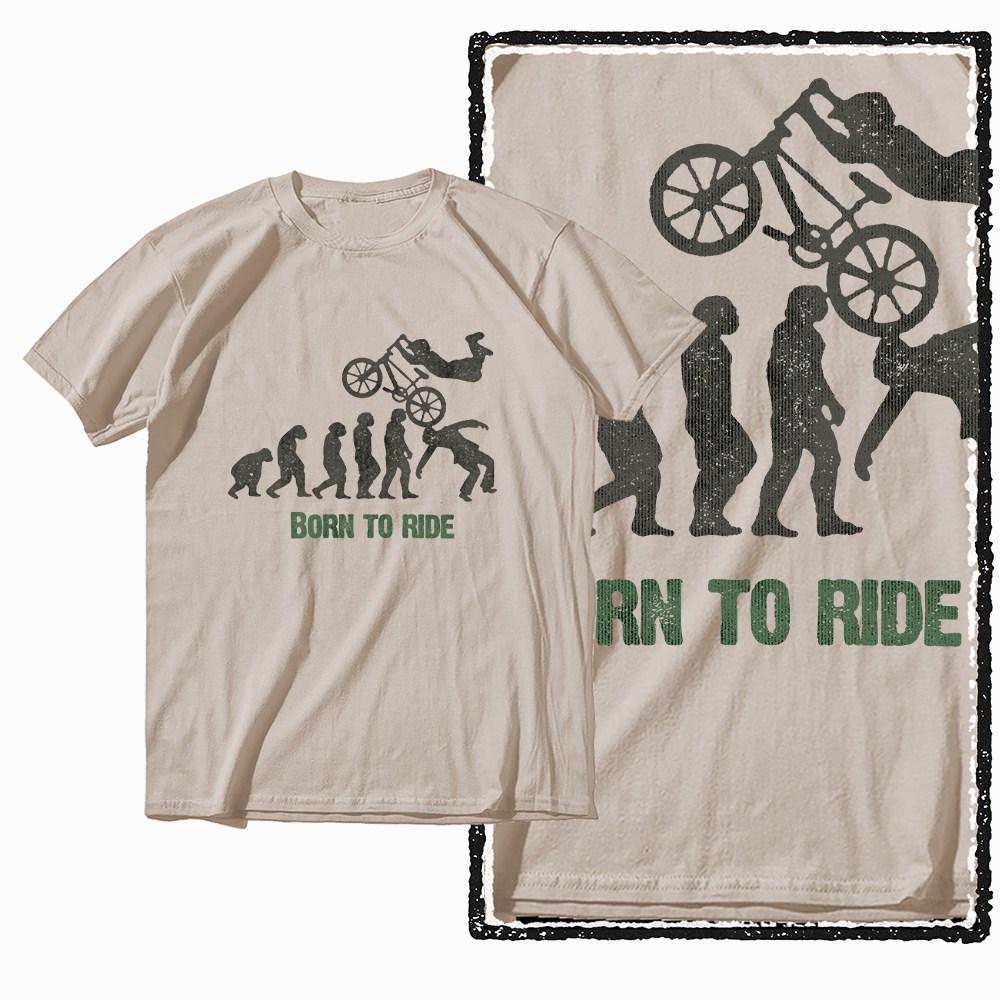 G47 Beige Vintage Streetwear Cotton  Men's BMX Bicycle Printed Graphic T-shirt |  Big Size Cool O-neck Men's Tee Tshirt