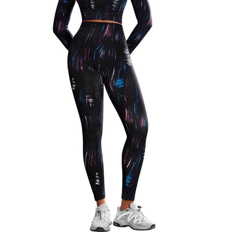 

Йога-штаны с принтом и высокой талией: Дышащие, Эластичные, Подтягивающие бедра Спортивные леггинсы для женщин Medium чёрный
