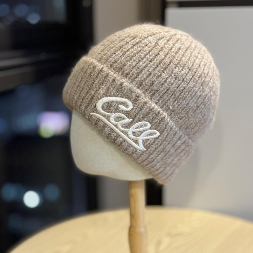 New Embroidered Letter Knitted Hat for Women Autumn and Winter Street Warm Woolen Hat for Students Thickened Ear Protection Hood Cold Hat