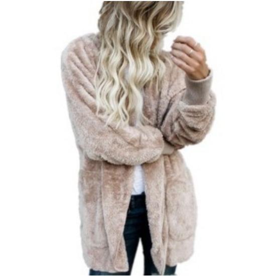 Ein mittellanger, beidseitiger Kunstpelzmantel für Damen, warme Wolljacke für Herbst und Winter