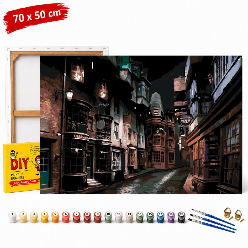Obraz Do Malowania Po Numerach Z Ramą Pokątna Nocą Harry Potter 70X50Cm