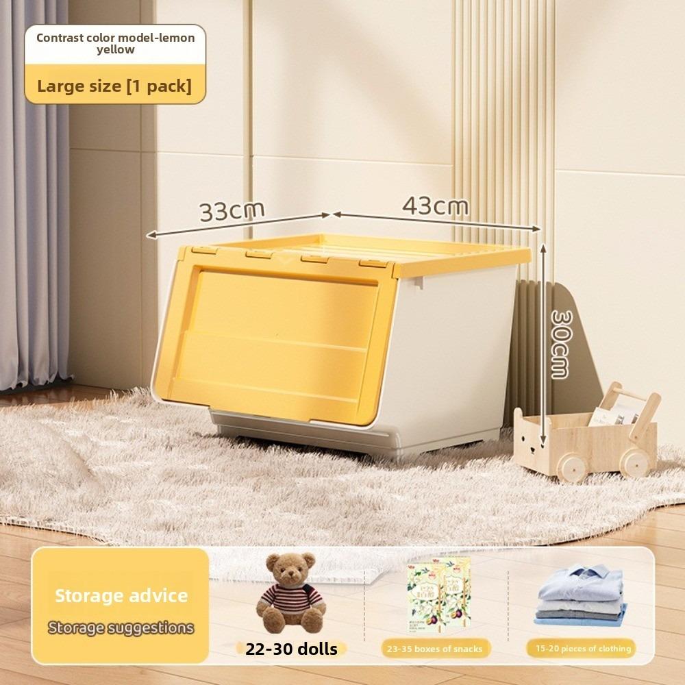 Stackable Flip Cover Storage Box Multi-Size Children's Playroom Organizer  Children's Playroom