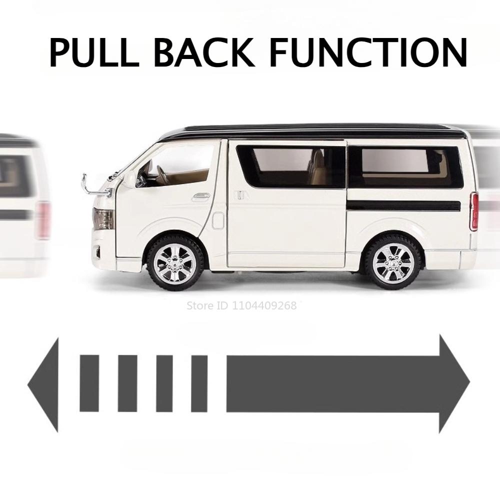 1:32 HIACE MPV LM300H Alloy Car Model Toy Diecast Metal Van Simulated Business Vehicles Light Sound Toys For Boys Birthday Gifts