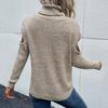Vintage Mode Elegant Lässig Damen Rollkragen Langarm Einfarbig Aushöhlen Trägerloser Pullover Im Herbst und Winter