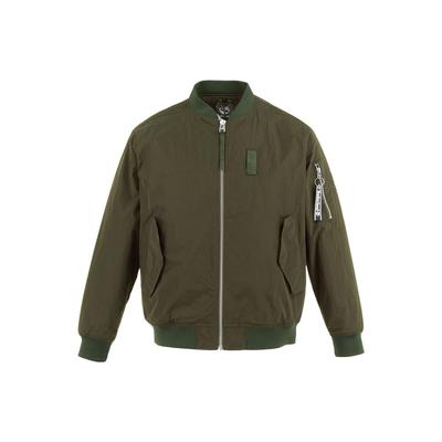 Einfarbige Langarm-Baumwolljacke mit Reißverschlusskragen für Herren Jacken Oliv A21XS-A58